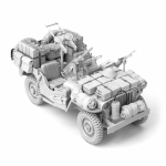 SOL - 1/16 Willys Jeep SAS II avec équipement, kit de résine 