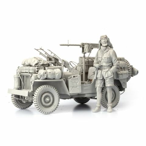 SOL - 1/16 Willys Jeep SAS I avec un figurine et équipement, kit de résine 