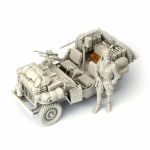 SOL - 1/16 Willys Jeep SAS I avec un figurine et équipement, kit de résine 