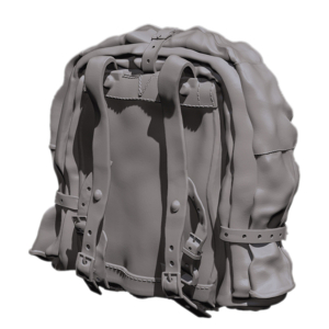 SOL - 1/16 Sac à dos allemand avec fourrure de poney M39, 4 pièces en résine