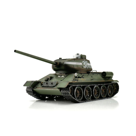 Taigen T-34/85 with gun smoking system, version green metal edition 1:16 with BB unit and transport wooden box