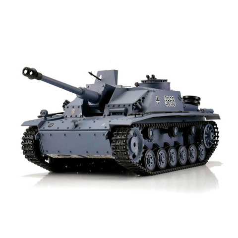 Heng Long StuG III, version V7 grey in 1:16 with BB-unit /IR, steel gearbox and track tensioning system