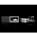 Königstiger - USB-Stick aus Glas mit weißer LED-Leuchte 16GB, (30x18x10mm)