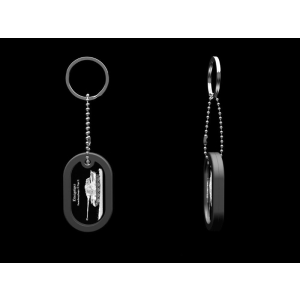 King Tiger - Dog Tag key ring pendant made of glass,...