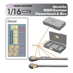 SOL - 1/16 Decal for German Panzerfaust & box WWII 