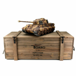 Taigen Königstiger, Version Tarn 44 in der Metall-Edition 1:16 mit KwK Rauchsystem, IR-System, Rohrrückzug und Xenonblitz, V3-Platine und Transportbox aus Holz