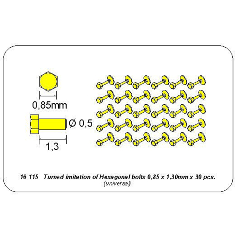 ABER - Turned imitation of Hexagonal bolts, made of brass, 30 pcs 