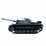 Heng Long StuG III V7, version grise en 1:16 avec unité de tir BB / IR + caisse de transport en bois