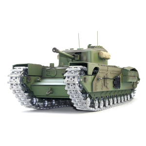 CHURCHILL MK.VII - PRO  in 1:16 mit Rohrrückzug / Blitzeinheitnheit / IR-System Scharze Metallketten