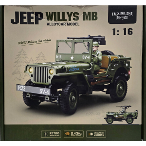 US Willys MB Jeep 1/16 RTR - Vollmetallmodell mit 2.4 GHz Fernsteuerung, Figur und Zubehör