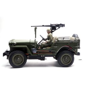 US Willys MB Jeep 1/16 RTR - Vollmetallmodell mit 2.4 GHz Fernsteuerung, Figur und Zubehör