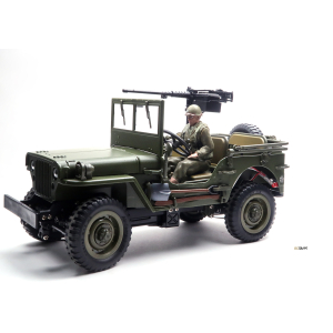 US Willys MB Jeep 1/16 RTR - Vollmetallmodell mit 2.4 GHz Fernsteuerung, Figur und Zubehör